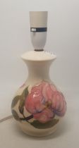 Moorcroft Pink Magnolia on cream ground table lamp, 17cm to top of ceramic.