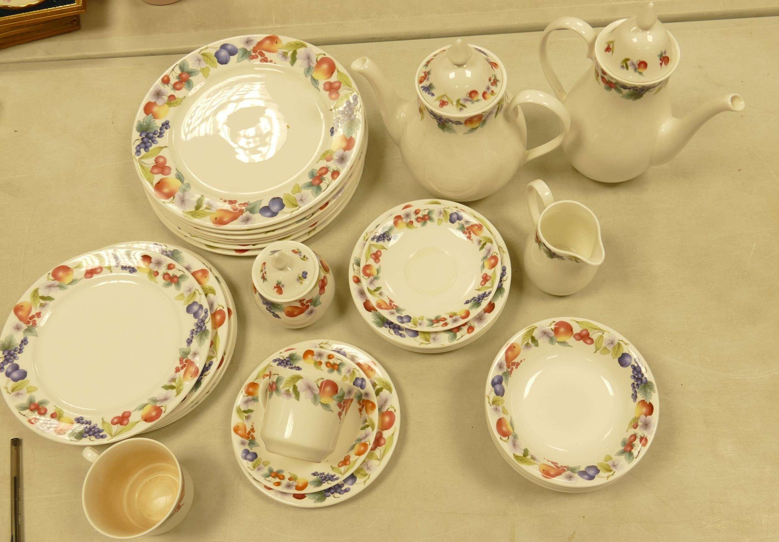 Crown Chester tea and dinner ware to include Teapot, coffee pot, dinner plates side plates, milk