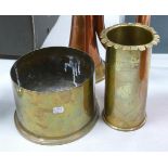 Military Bugle together with two WW1 Trench Art Items. Height of Vase: 14cm (3)