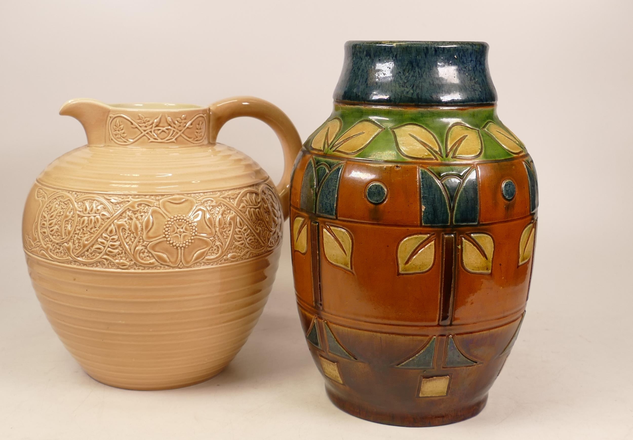 Two Early-Mid Century Ceramic Vases to include one Belgian Floral Example and One Brentleigh Tudor