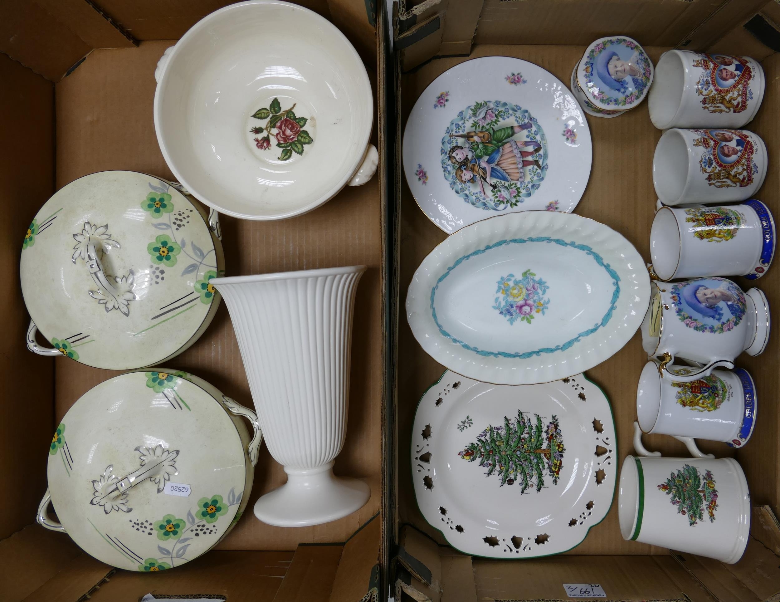 A Mixed Collection of Ceramics to include Spide Christmas Tree Pattern Plate and Tankard,