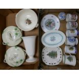 A Mixed Collection of Ceramics to include Spide Christmas Tree Pattern Plate and Tankard,