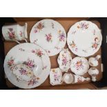 Royal Crown Derby 'Derby Posies' pattern items to include a jug, plates, salt and pepper pots, bell,