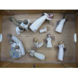 A collection of 9 Willow tree resin figures (1 tray)