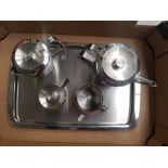 Chichester branded 4 piece stainless steel tea service on rectangular tray (5).