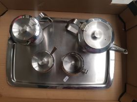 Chichester branded 4 piece stainless steel tea service on rectangular tray (5).