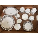 Royal Albert 25th Anniversary pattern tea ware to include 6 cups, 6 saucers, cake plate, milk jug,