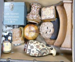 A Mixed Collection of Items to include Letter Rack, Copy of Ancient Greek Ewer, Military Painted Box