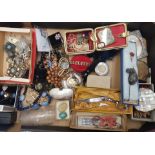 A mixed collection of costume jewellery items to include necklaces, beads, frames etc (1 tray).