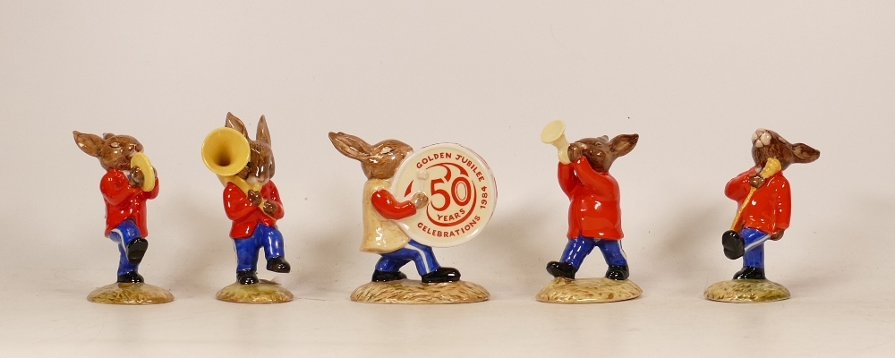 Royal Doulton Bunnykins figures Oompah Band to include Drummer, DB26 Sousaphone DB23, Drum-Major