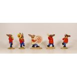 Royal Doulton Bunnykins figures Oompah Band to include Drummer, DB26 Sousaphone DB23, Drum-Major