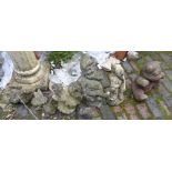 A collection of garden stone outdoor Animal ornaments to include Gnome, squirrel, otter, frog &