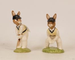 Royal Doulton Bunnykins Cricketer figures Wicket Keeper DB150 and Batsman DB144, limited edition for