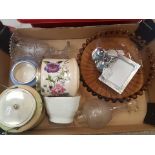 A mixed collection of ceramic items to include a Crown Devon biscuit barrel, crinoline lady cruet