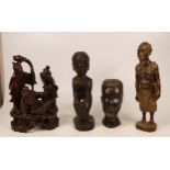A Collection of Four African and Far Eastern Figures to include Rootwood Immortals Figure and