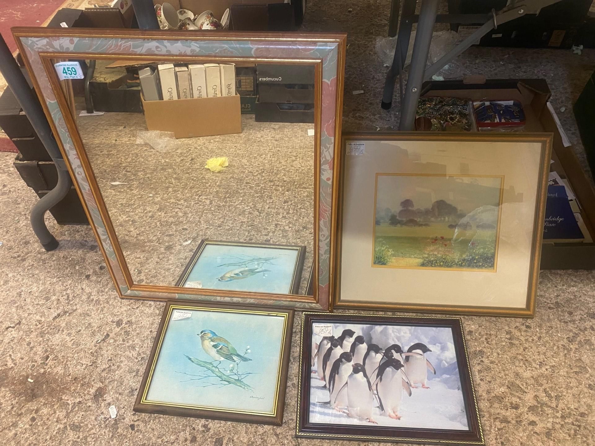 Four Framed Pictures and Mirror to include Signed Limited Edition Doreen Gosling Landscape,