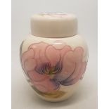 Moorcroft Pink Magnolia on cream ground ginger jar, 16cm in diameter.
