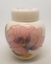 Moorcroft Pink Magnolia on cream ground ginger jar, 16cm in diameter.
