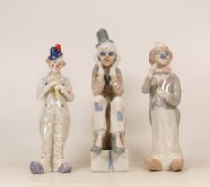 Two Casades clown figures together with Leonardo clown figure (2)