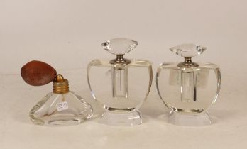 Three Vintage Glass Scent Bottles. Height of tallest: 10cm (3)