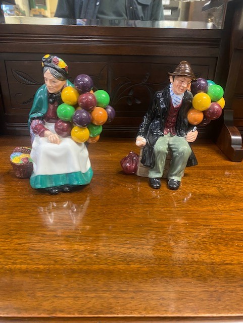 Two Royal Doulton Character Figures to include The Balloon Man HN1954 and The Old Balloon Seller