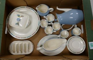 Wedgwood Seander tea and dinner ware to include coffee pot, coffee cand and saucers, gravy boat