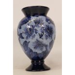 Moorcroft blue on blue floral decorated trial vase, red dot seconds, height 17.5cm
