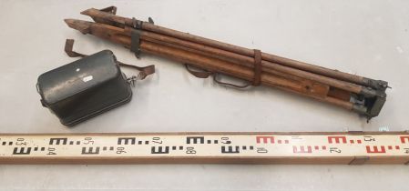 Vintage Surveyor's telescopic measuring stick together with Cased Hilger & Watts Ltd Surveyor's