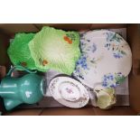 Mixed collection of ceramic items to include Beswick cabbage ware dishes, Carlton Ware small basket,