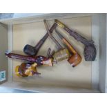 A Collection of Smokers Pipes to include one Black Forest Style Carved Example (5)