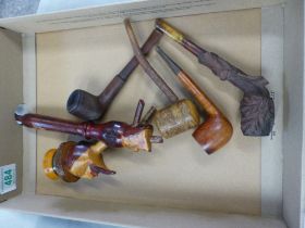 A Collection of Smokers Pipes to include one Black Forest Style Carved Example (5)