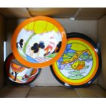 A Collection of Wedgwood Clarice Cliff Bizarre to include Four Plates and One Cup and Saucer