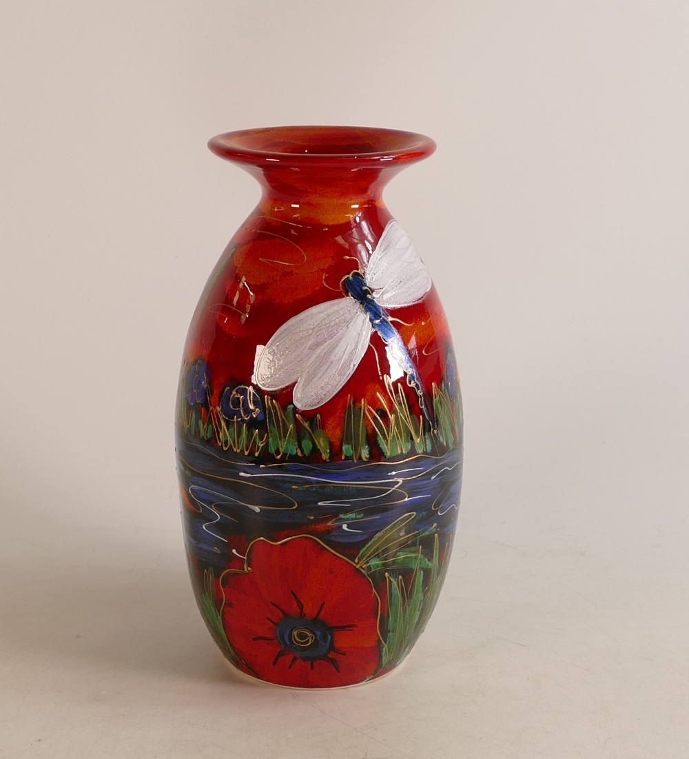 Anita Harris Dragonfly Brook Minos Vase. Gold Signed. Height: 22cm