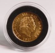 George III HALF sovereign gold coin 1817 gEF - nUNC. (purchase price from a specialist dealer (£