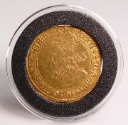 King Charles I (1625 - 1649) Gold unite hammered coin with harp mintmark, purchase cost £8500,