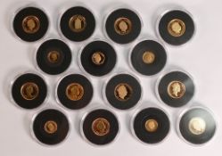 QEII gold half sovereign & quarter sovereign design set 1980 - 2017 - 10 x half sovereign & 5