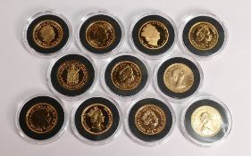 11 x FULL sovereign designs, complete set, box & certificate. Weight 88g.