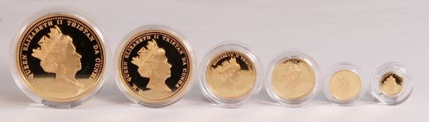 2021 We Will Remember Them, definitive proof six coin 22ct gold set to £5, includes case and