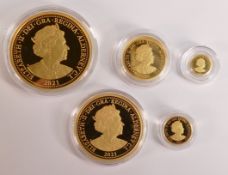 2021 Queens 95th birthday definitive proof six coin fine gold set to £5 - Half sovereign missing.
