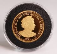 2021 Queen's 95th Birthday £20 sovereign fine gold (.999) coin, weight 71.30g. Purchase cost £10,