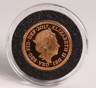 2017 proof Piedfort 22ct gold sovereign, weight 16g. Purchase cost £2700. Box, COA & invoice.