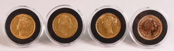 The Shield design gold sovereign set - 4 x gold sovereigns. Purchase cost £8300
