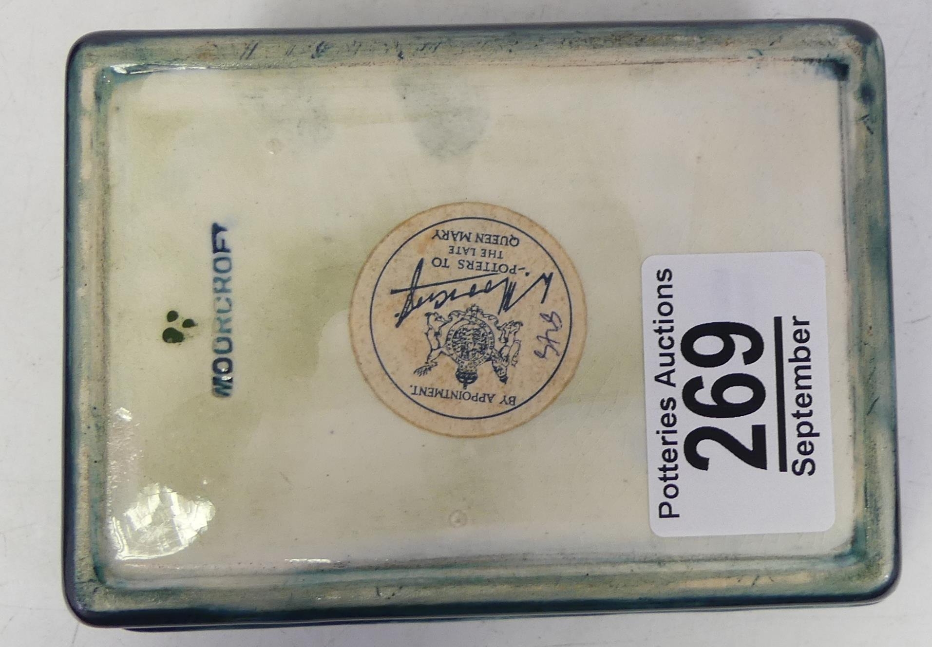 Moorcroft Anemone lidded box on blue ground. L. 13cm - Image 2 of 3