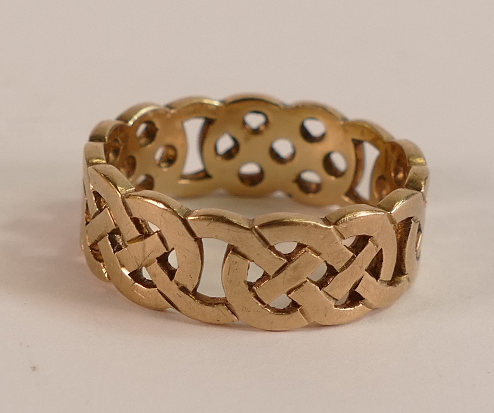 9ct gentleman's endless knot design ring, size x/y, 7g. - Image 2 of 2
