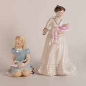 Royal Doulton Character Figure Christening Day HN3211 together with Alice HN2158 (2)