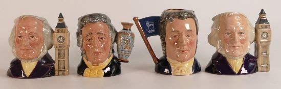 Royal Doulton small character jugs John Doulton x2 and Sir Henry Doulton D67003 together with double