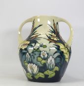 Moorcroft Lamia Patterned Twin Handled Vase, height 25cm Silver line seconds