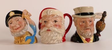 Royal Doulton small character jug Old Salt D7153 together with Sir Henry Doulton D7057 and Santa