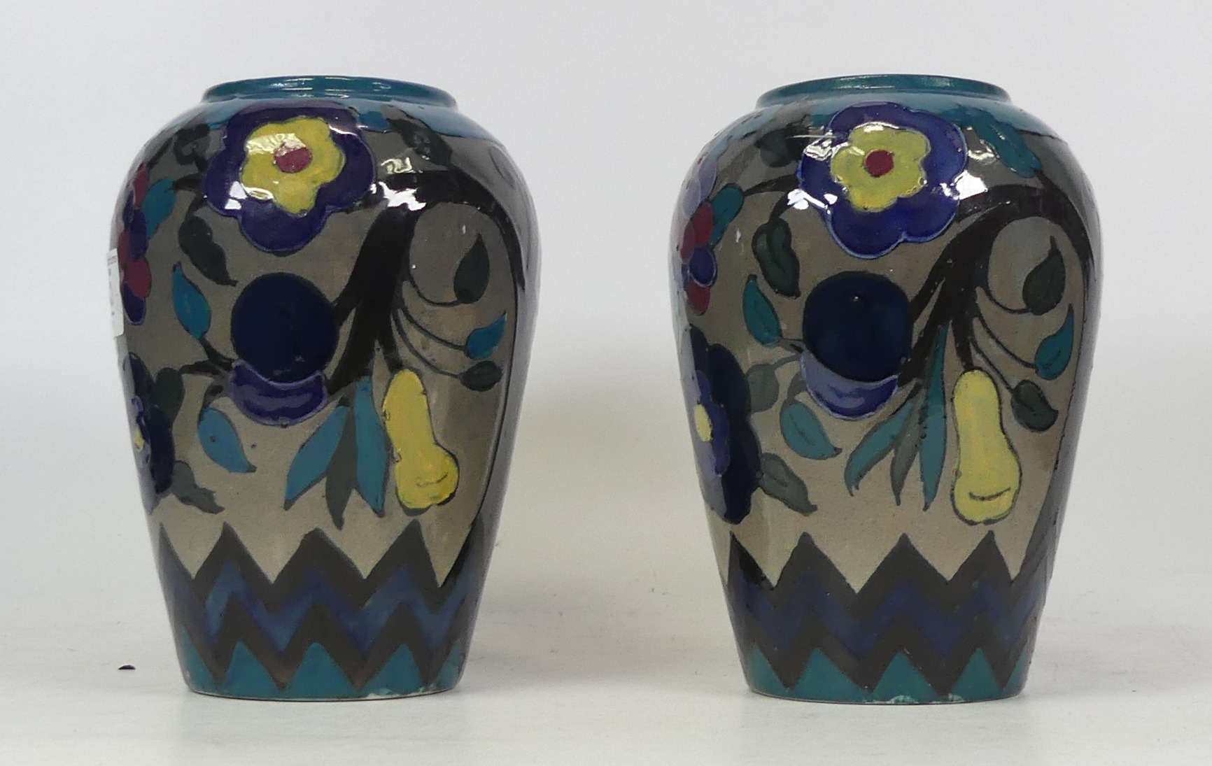 A Pair of Royal Cauldon Cairo Ware Eden Pattern Round Jars. Height: 18cm (2)