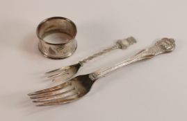 Silver fork with Bulldogs head,"The British Bulldog Club", hallmarked for Birmingham 1936, 71g and